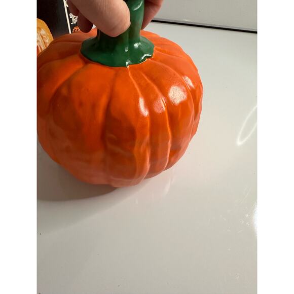 Vintage New Halloween Ceramic Pumpkin Jack O' Lantern smiley candle tealight - Picture 4 of 8